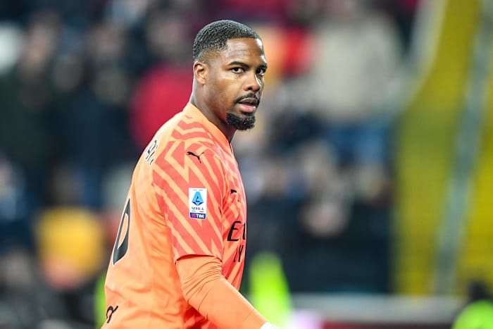 AC Milan goalkeeper Mike Maignan pictured during his team's 3-2 win at Udinese in January 2024